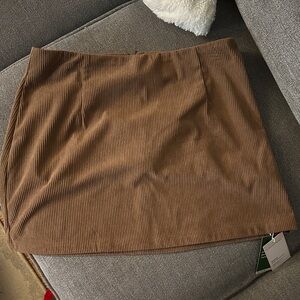 HALARA Brown Corduroy Mini Skirt